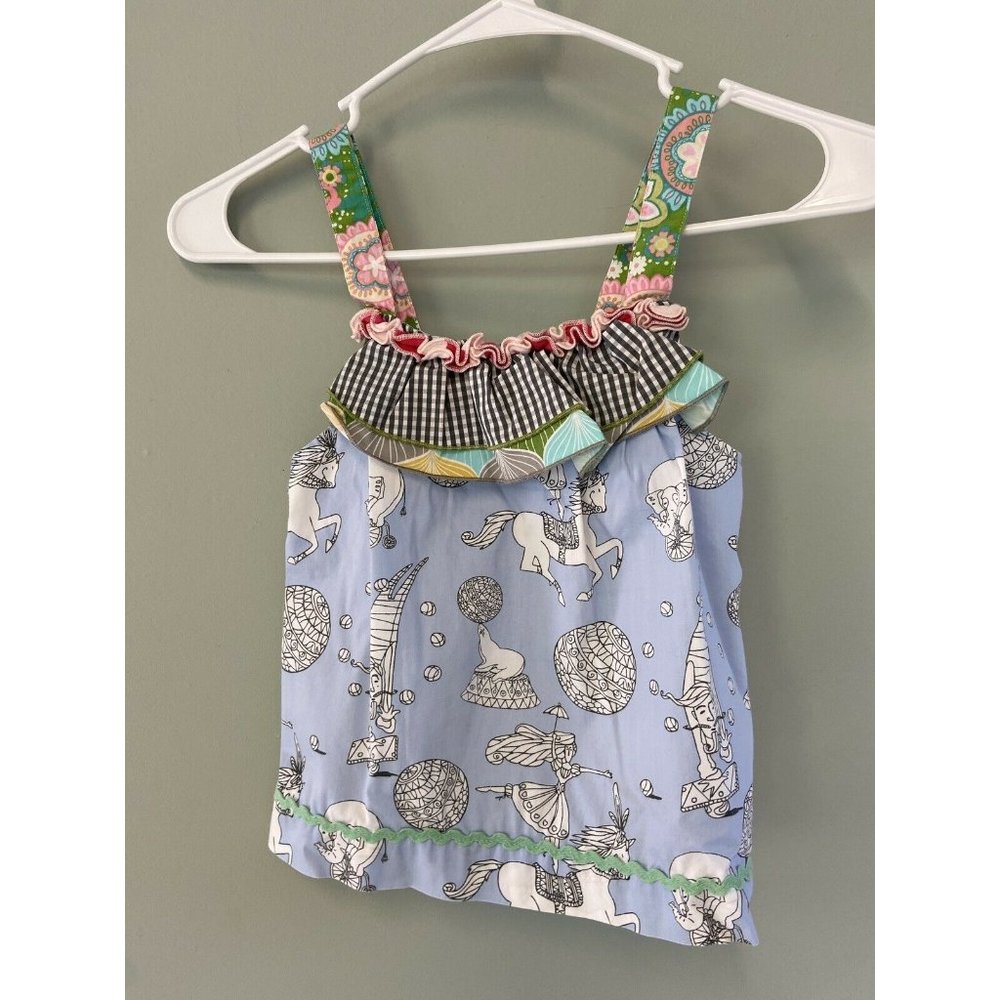 Matilda Jane Top Girls Size 4 Blue circus parade